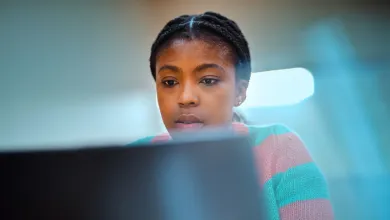 A student studies on a computer