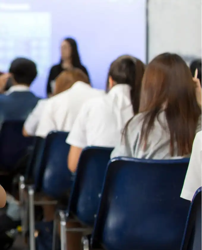 Students learning in a classroom