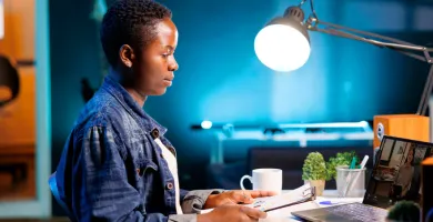 A student studying from home.