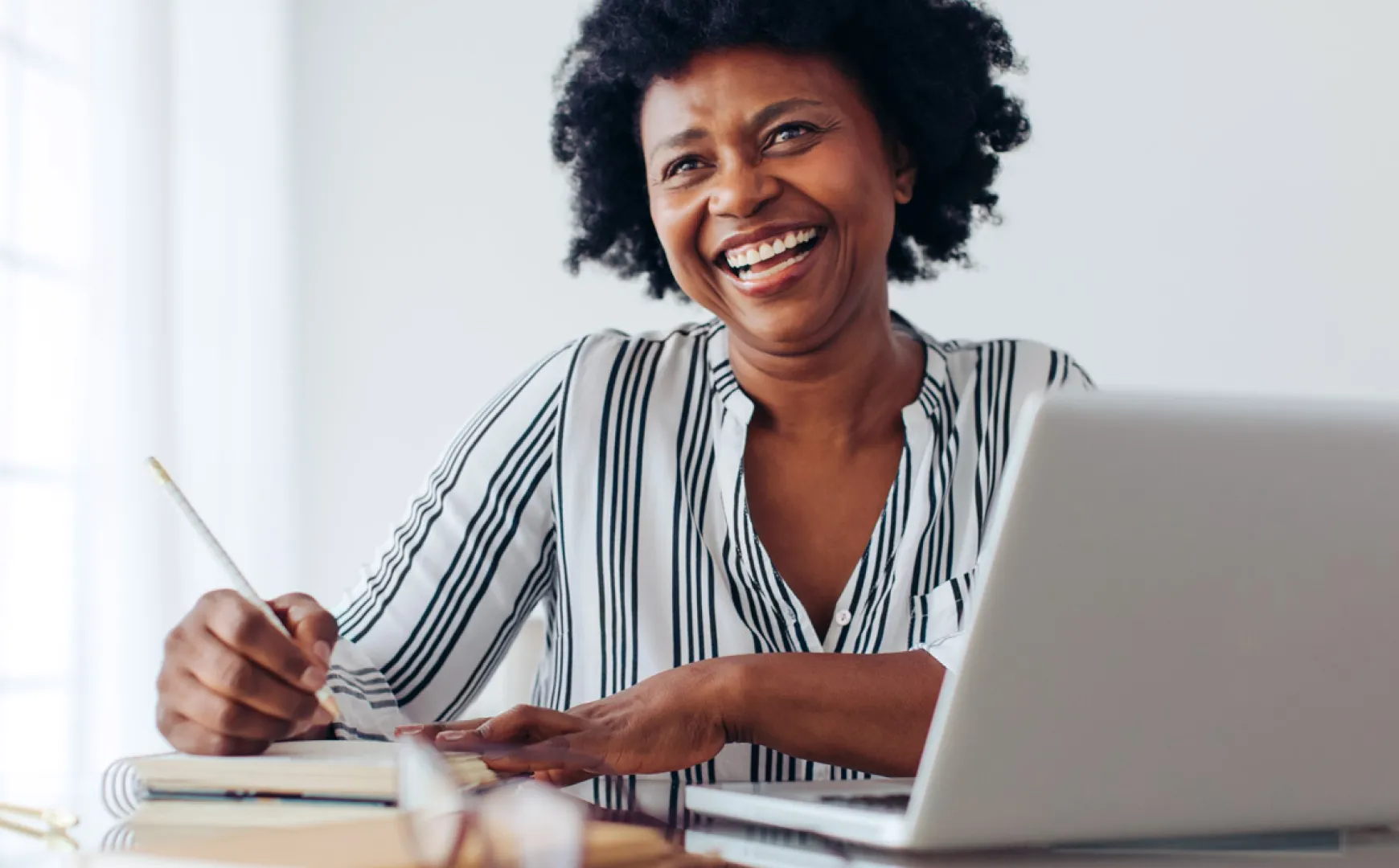 A woman taking notes