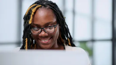 A student studies on a computer