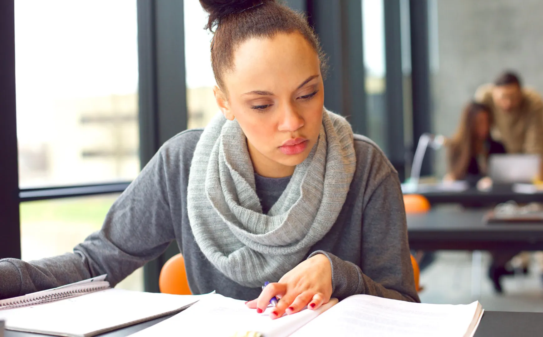 a woman studying math