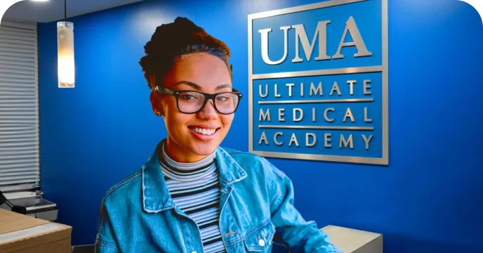 Student at the UMA campus taking a tour